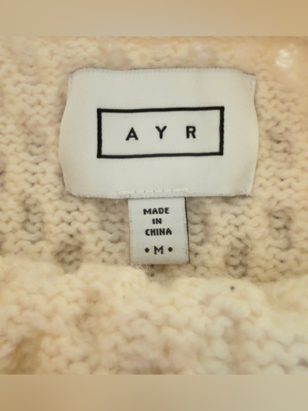 AYR Le Square Cable-Stitch Merino Wool Turtleneck Sweater Cream M - Picture 7 of 10